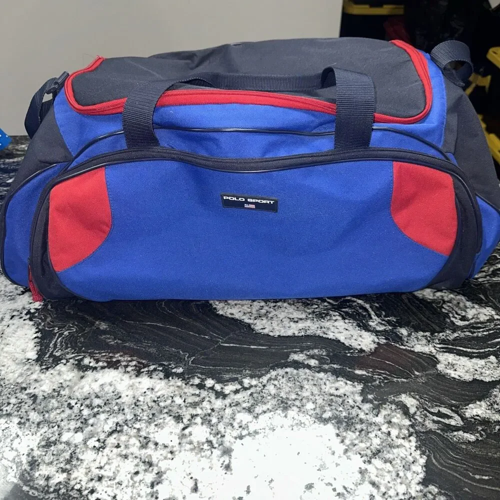 Vintage Polo Sport Ralph Lauren Gym Track Duffle Bag Overnight Weekend